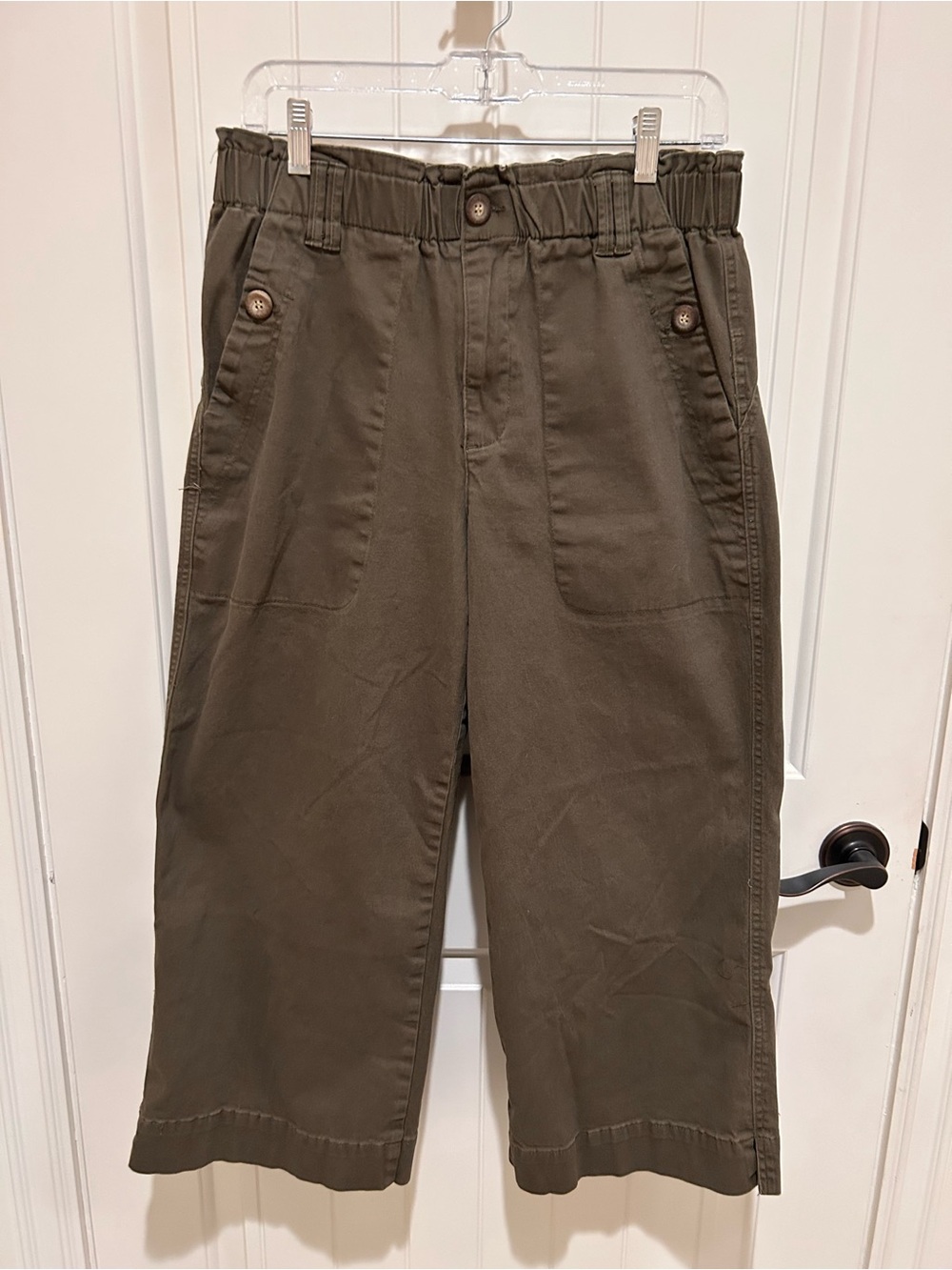 Democracy Olive-Green High-Waist Wide Leg Crop Pants